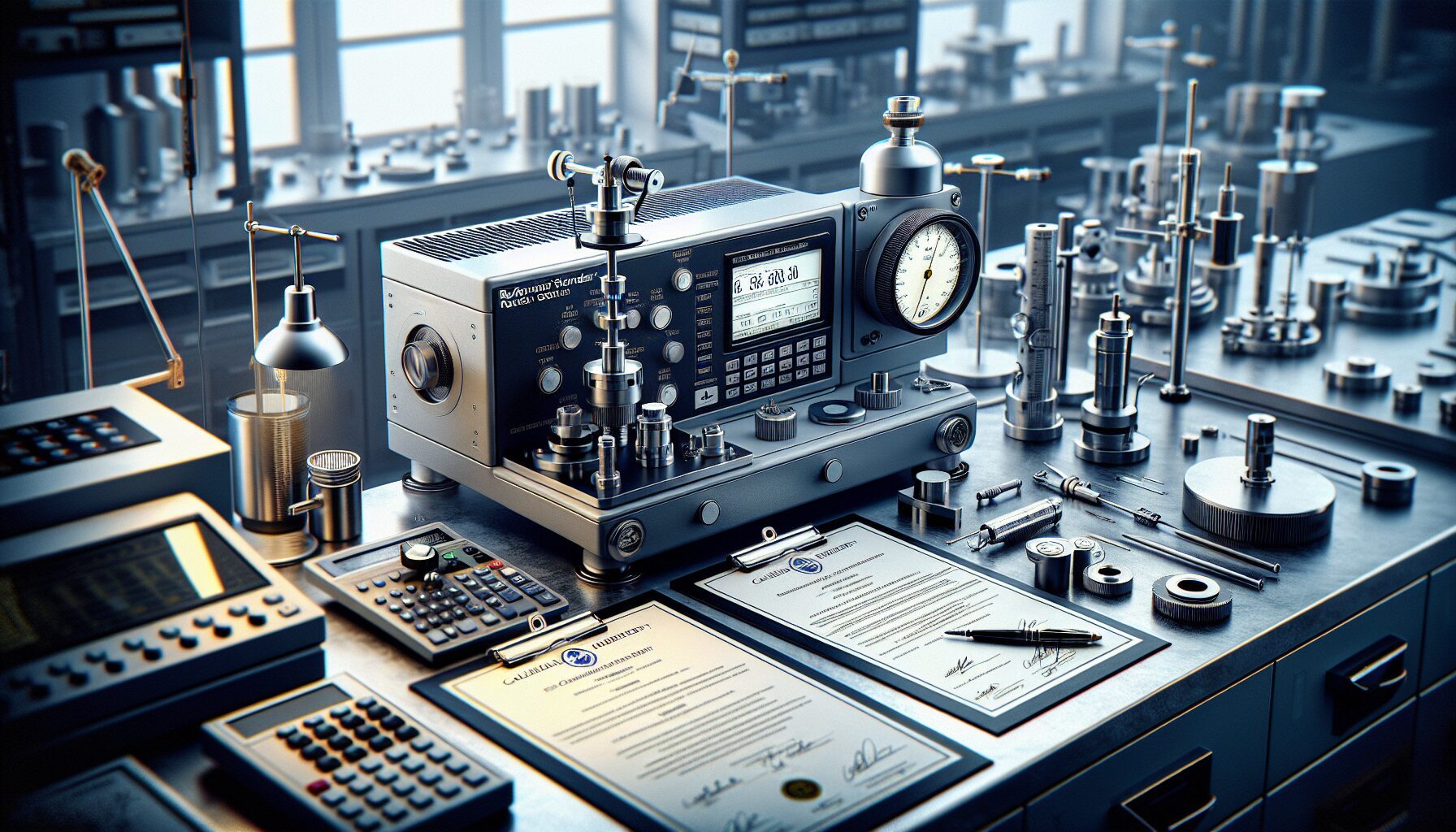 Calibration laboratory with particle counter connected to reference standard – precision calibration