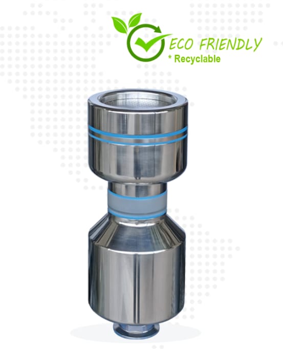 FS100 microbial air sampler – product image in electropolished 316L stainless steel