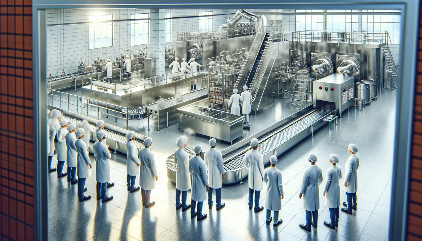Food production facility with hygienic surfaces and air quality requirements for food safety