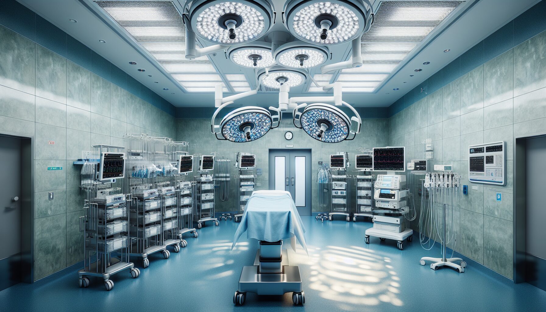 Modern operating room with sterile air supply and HEPA filtration for hospital hygiene